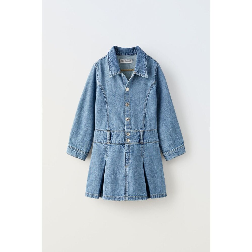 ZARA GIRL DENIM BOX PLEAT DRESS